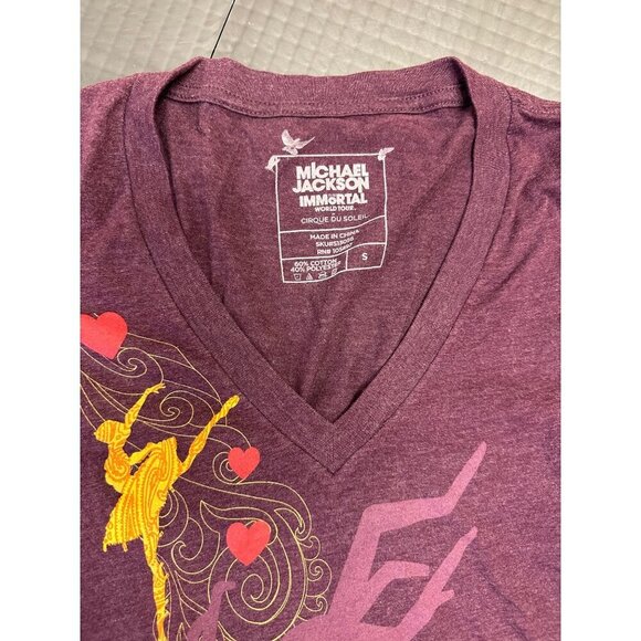 MICHAEL JACKSON IMMORTAL WORLD TOUR CIRQUE DU SOLEIL T SHIRT V NECK WOMENS SMALL - Picture 2 of 5